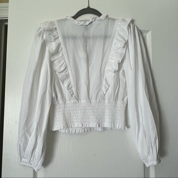 Express V Neck Ruffle Blouse - Picture 5 of 7